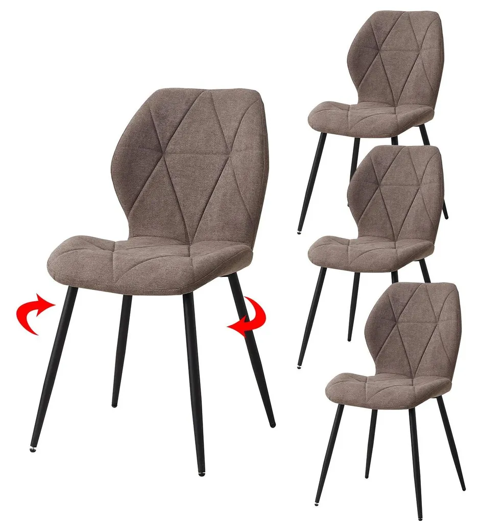 Chaise de salle à manger marron rembourrée lot de 4 - Design Siena