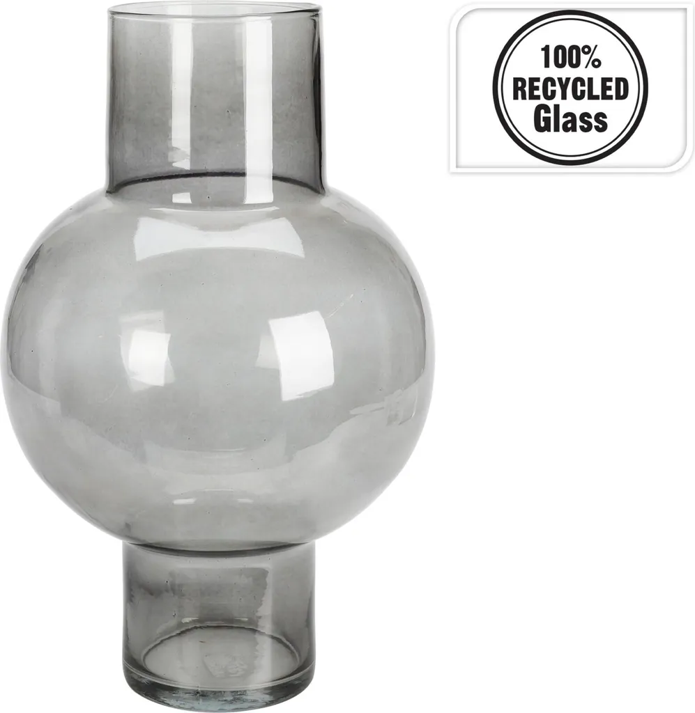 Vase en verre recyclé 25x40cm - Décoration durable coloris verre fumé
