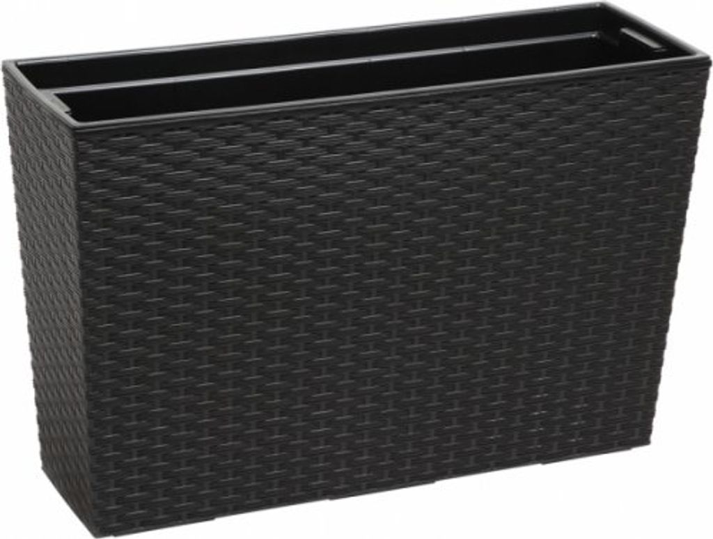 Werbena Pflanzkasten Rattan 19x56x36 cm Anthrazit – eleganter Blumentopf mit Bewässerungssystem für Balkon, Terrasse & Garten