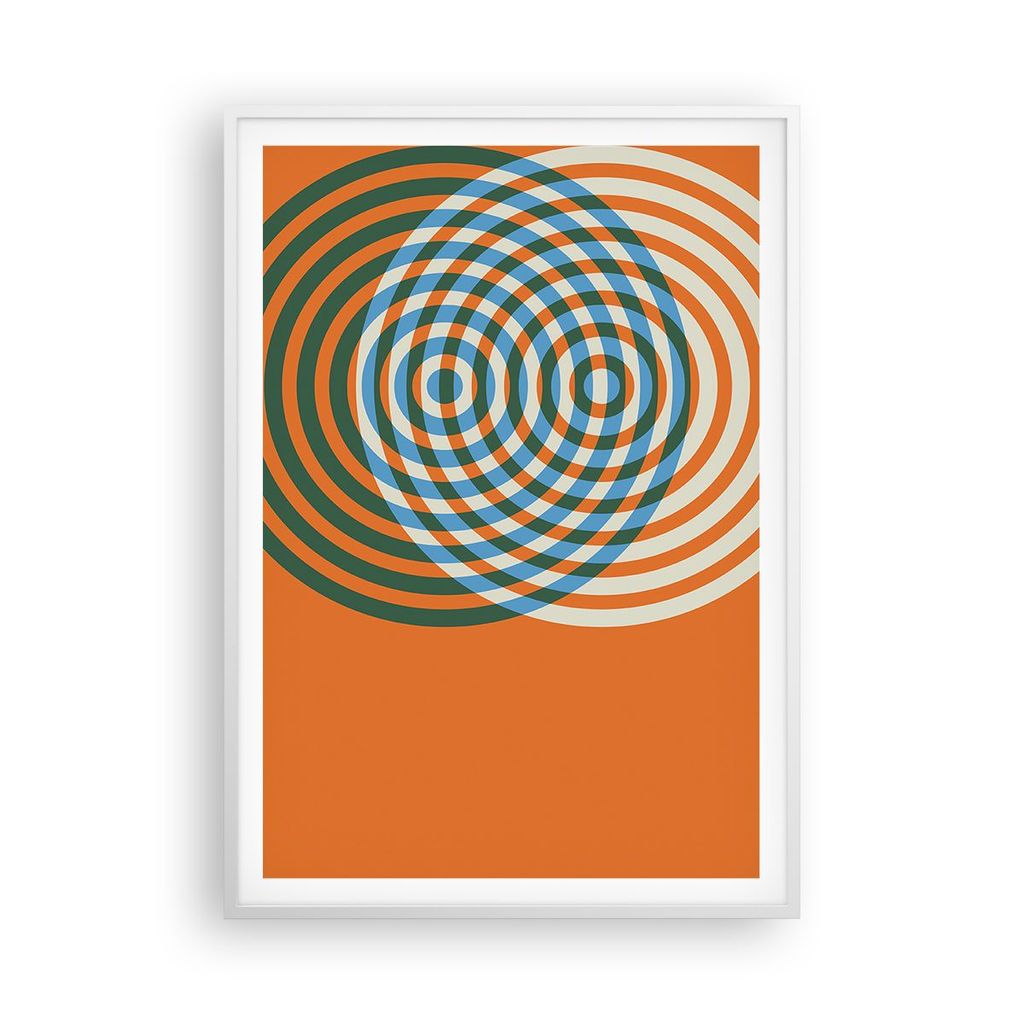 Gerahmtes Poster - Weißer Rahmen - Abstraktion Modern Kreise - 70x100 cm - Wand Bild - Wanddeko - Wandbilder - Kunstposter - Wandposter - Bilderra...