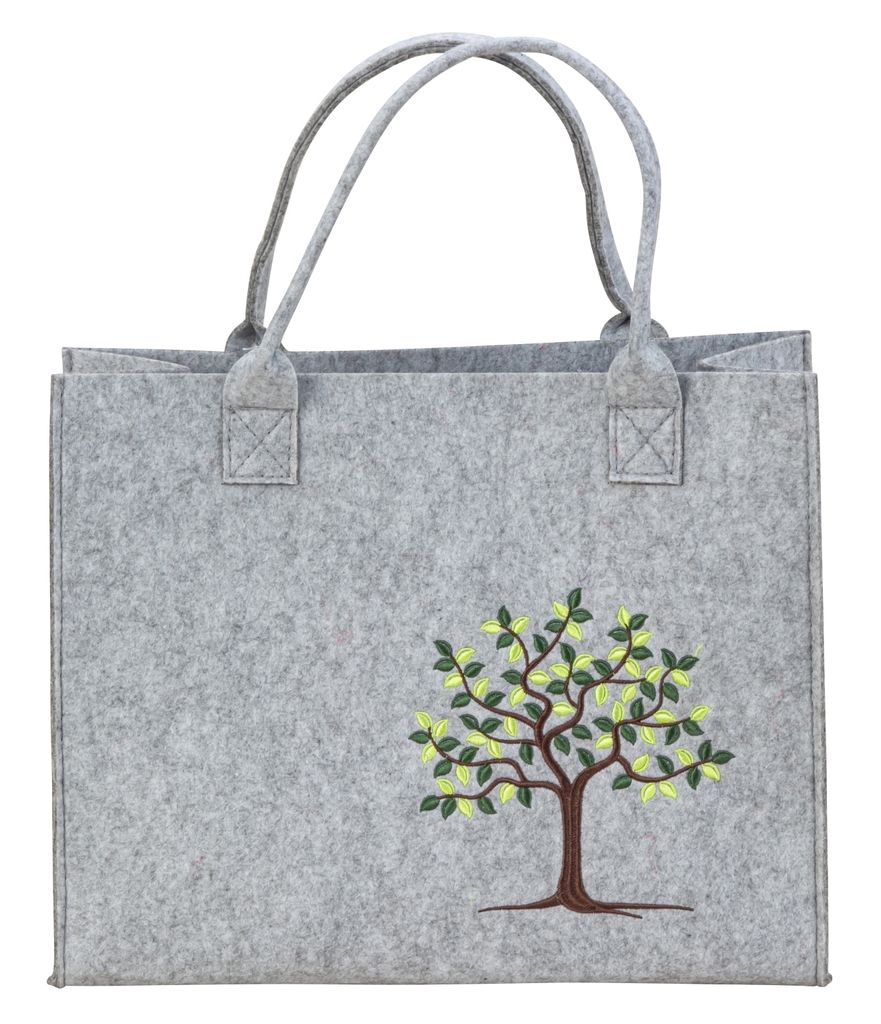 Filztasche Grau mit Lebensbaum Motiv 28x35x14 cm