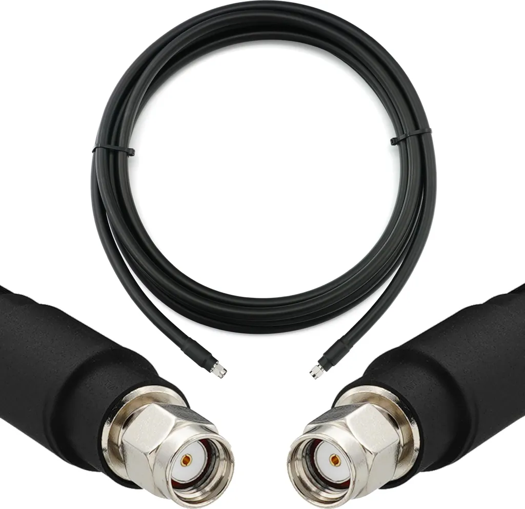 25 m di cavo coassiale da RP-SMA maschio a RP-SMA maschio - 25 metri di cavo di prolunga 8D-FB a bassissima perdita Ø11,1 mm (50 Ohm) - per WiFi / router / antenna / wireless / RF / WLAN / radio / modem