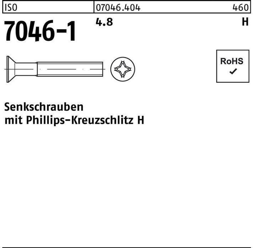 Reyher Senkschrauben ISO 7046 -1 4.8 M 6 x 20 -H (1000 Stück)