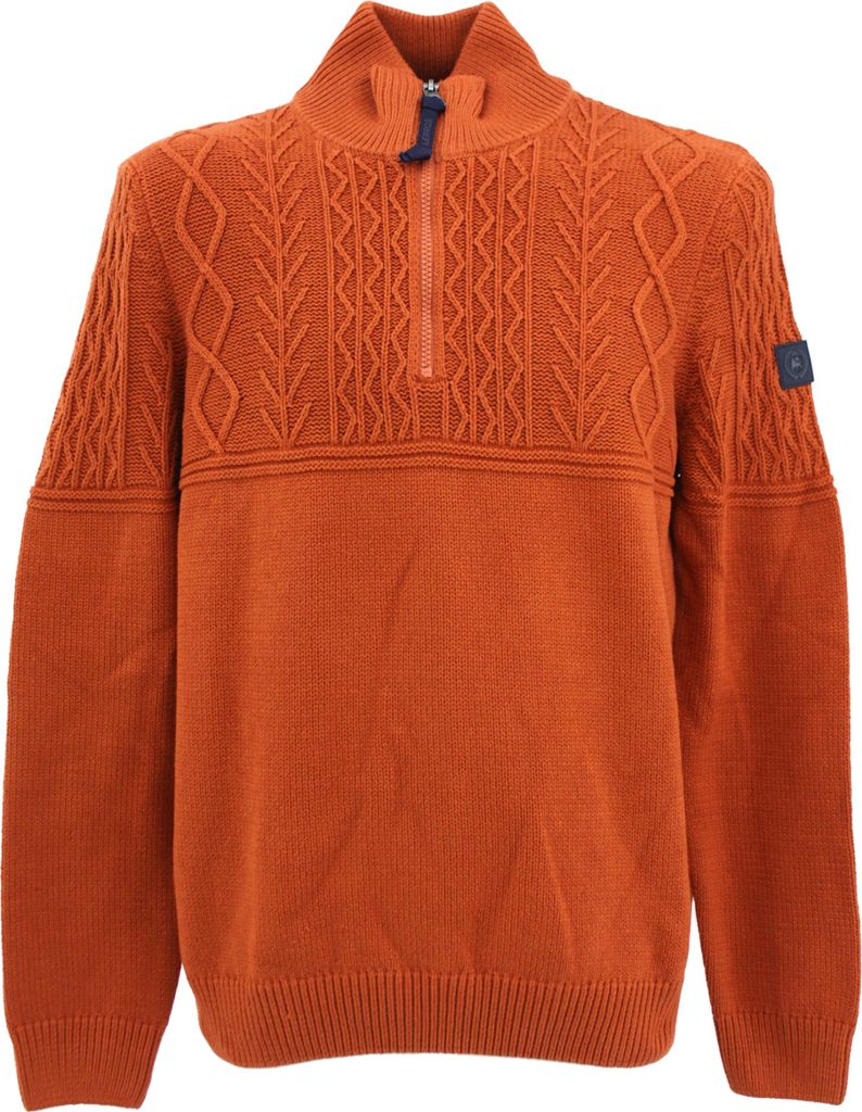 33308 Lerros, , Herren Troyer Pullover Pulli Mock Zip, dicker Mustermix, korallenrot, XXL