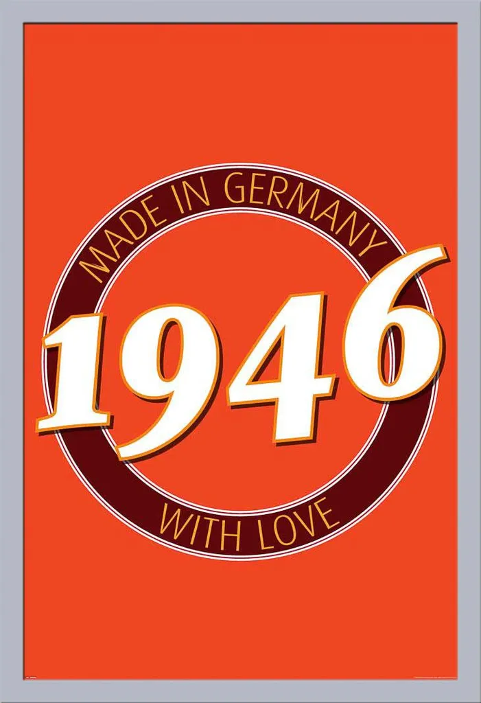 Poster Compleanno 1946 Germania con Cornice Shinsuke MDF Argento 61x91,5