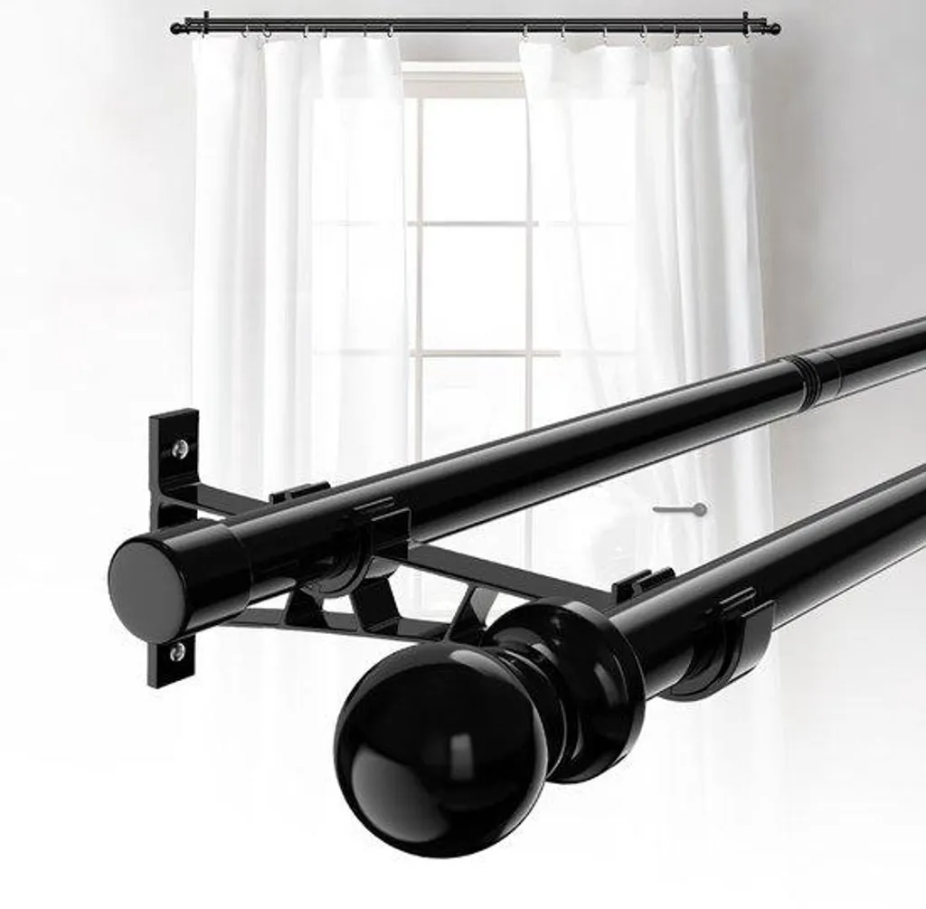 Tringle à rideaux double pour voilage et occultant modulable 372 cm