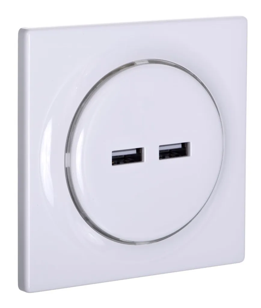Fibaro Walli N 2x USB Outlet FGWU-021 Prise Blanche Double Port Haute Puissance