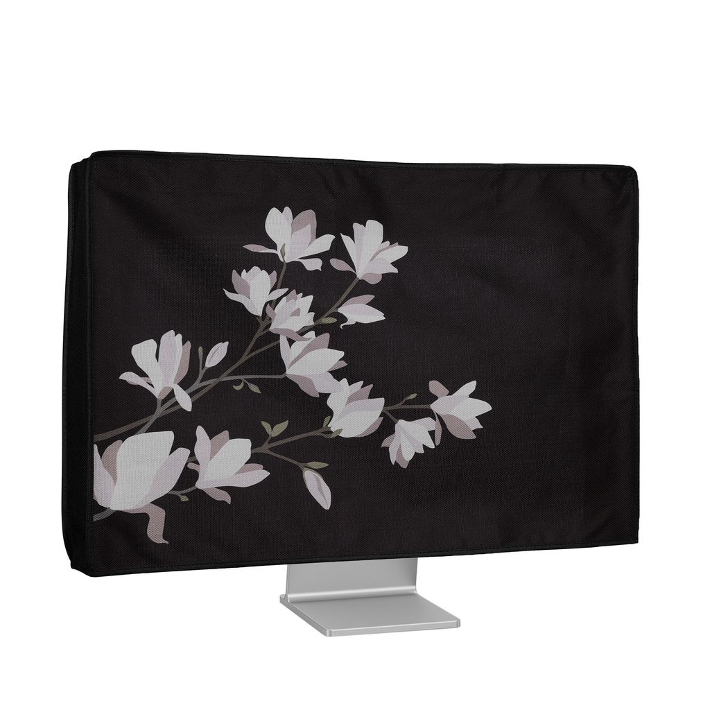 kwmobile Leinen Hülle kompatibel mit 27-28" Monitor - Schutzhülle Staubschutz Abdeckhaube für PC Bildschirm - Computer Screen Cover Staubhaube H...