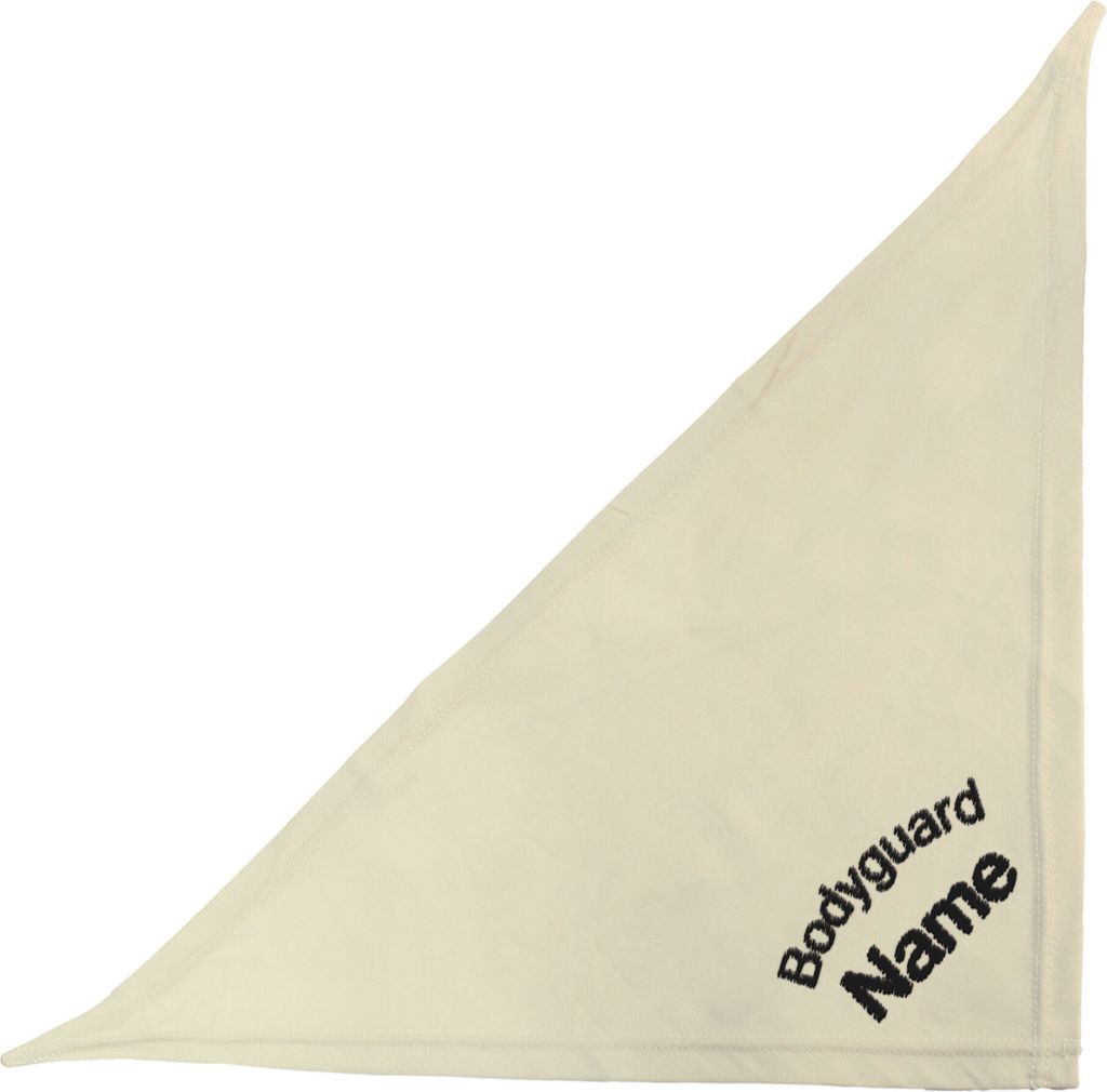 besticktes Halstuch Bodyguard + Name Hundehalstuch ein ideales Geschenk aus Baumwolle in beige ca 50 cm