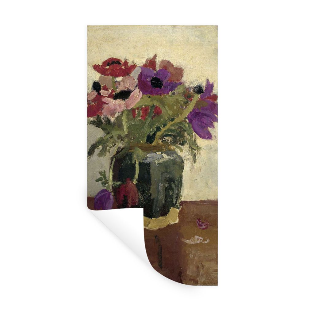 MuchoWow Wandtattoo Wandsticker Wandaufkleber Ingwerglas mit Anemonen - Gemälde von George Hendrik Breitner 80x160 cm Selbstklebend und Repositi...