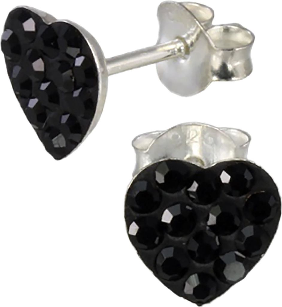 SilberDream schwarz Ohrringe Herzen Zirkonia Damen 925 Silber Ohrstecker GSO251S