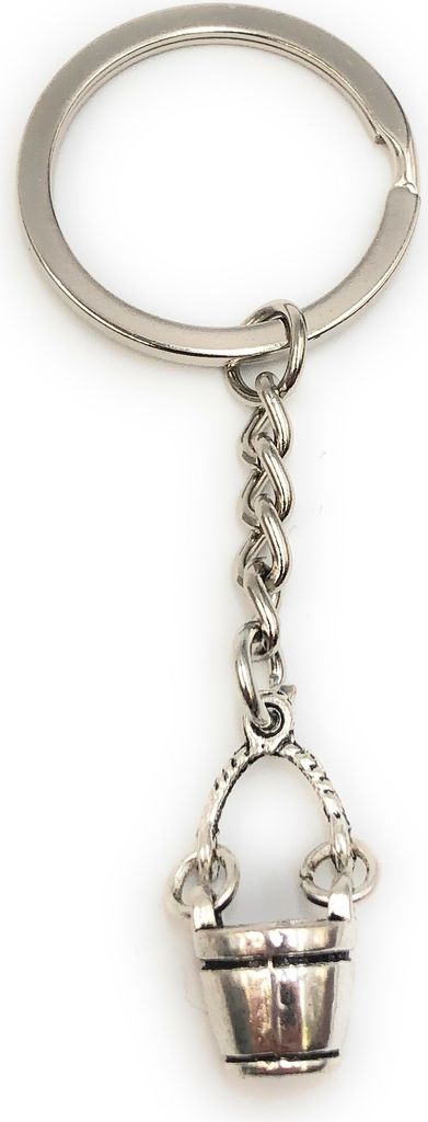 Onwomania Schlüsselanhänger Eimer Wasser Brunner Silber Metall Anhänger Charm