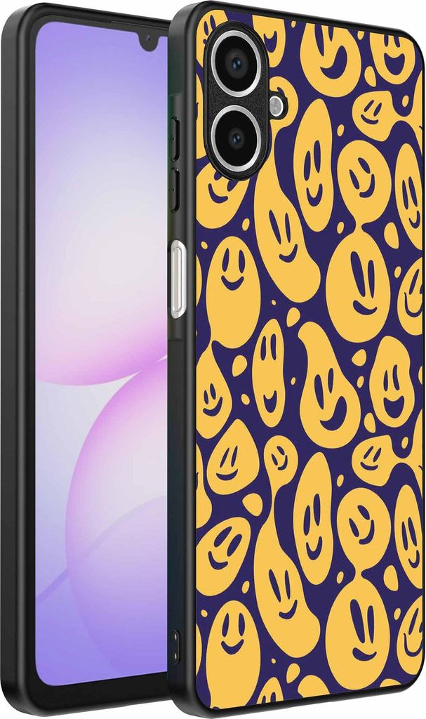 Geeignet für Samsung Galaxy A07 Telefon Fall mit Smiley-Druck - TPU zurück Abdeckung Fall Emoji Design - lila gelb - Smartphonica