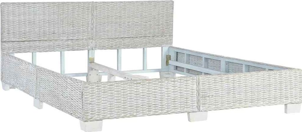 vidaXL Bettgestell Grau Natur Rattan 160 x 200 cm