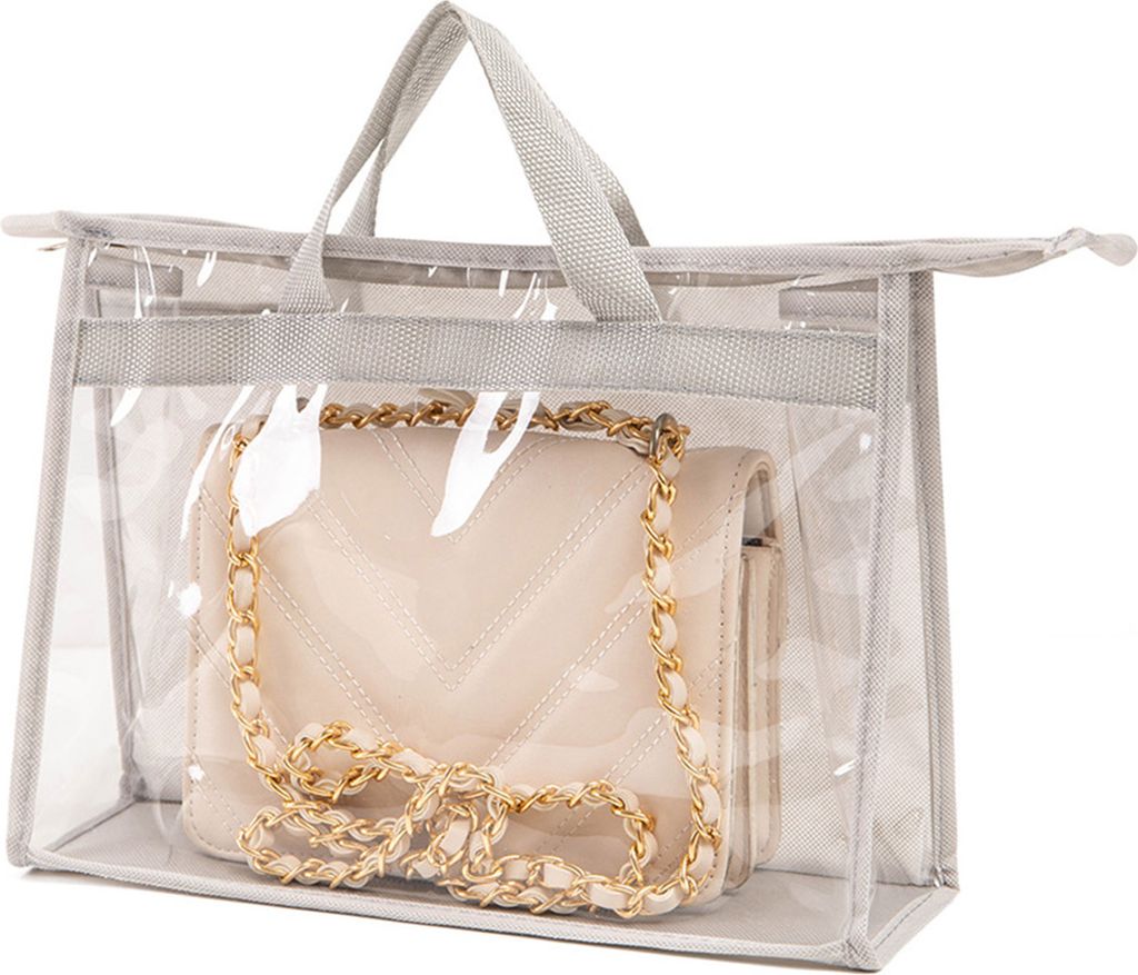 Handtaschen-Aufbewahrungs-Organizer, Staubbeutel, wasserdicht, transparentes Design, Reißverschluss, Geldbörsen-Aufbewahrungs-Organizer mit Griff