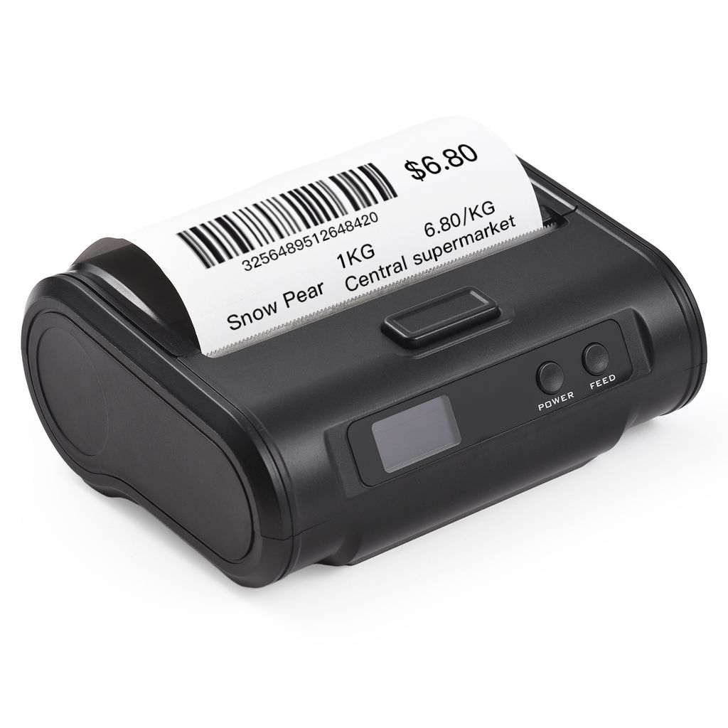 Kabelloser Thermo-Belegdrucker, 4 Zoll, 110 mm, tragbarer mobiler Drucker, 203 dpi, klarer Druck, BT+USB-Anschluss fuer kleine Unternehmen, Maerkte...