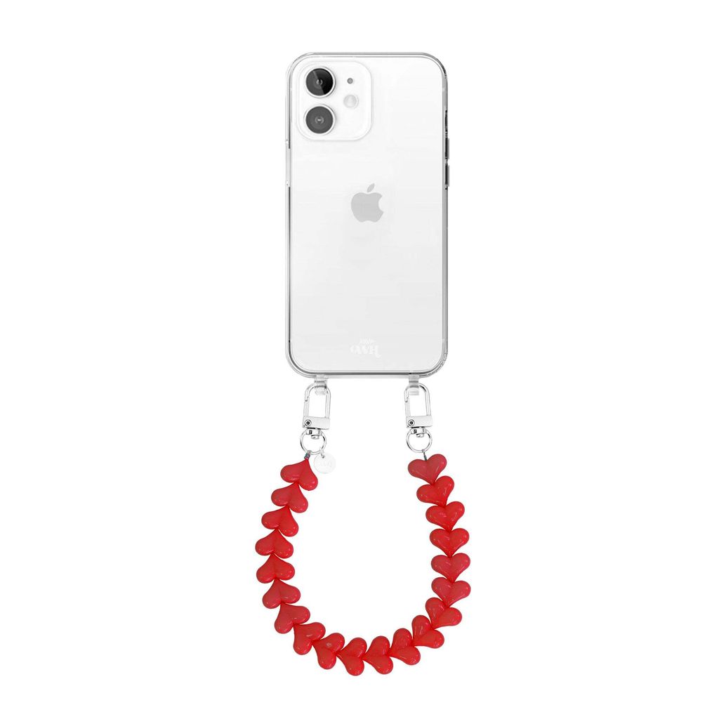 xoxo WH Hülle passend für iPhone 11 - Funky Hearts - Mit Kordel - Rot