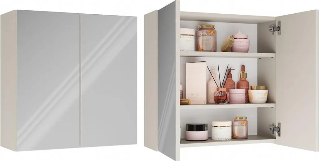 Armadietto Specchiera Bagno POLA 2DL 2 Ante - Colore Cashmere Robusto