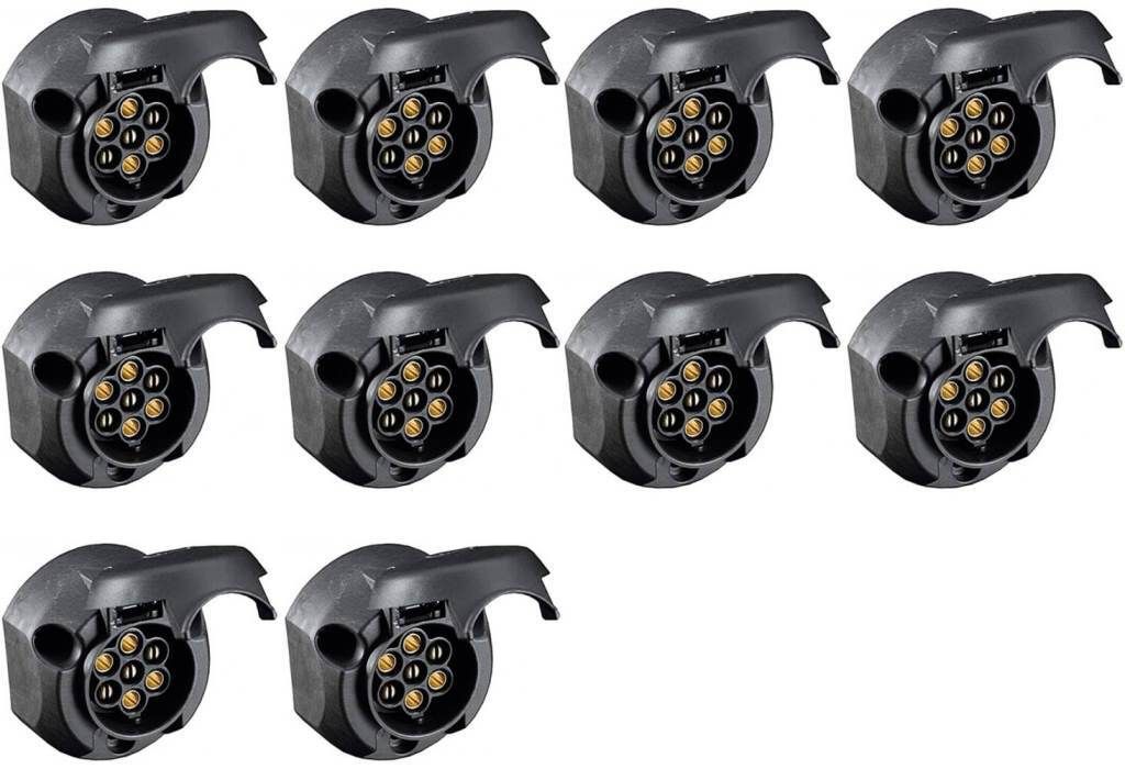 10x Steckdose 8-polig 12V 16A mit Deckel