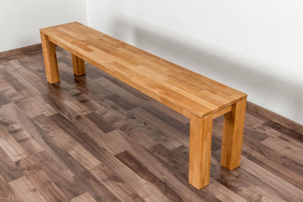 Sitzbank aus massiver Kernbuche Natur, Länge 180 cm, Breite 33 cm, Höhe 45 cm