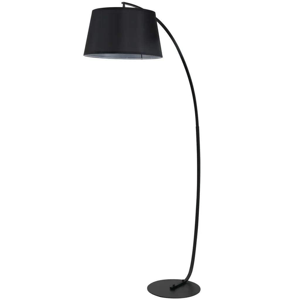 HOMCOM Lampadaire arqué incurvé en métal noir et lin pour le salon
