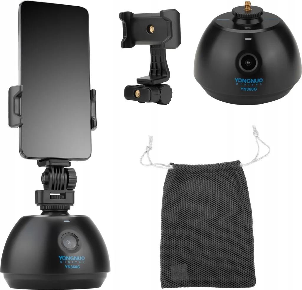 Tête Rotative 360 Degrés Yongnuo YN360G Black avec Suivi IA pour Vidéo