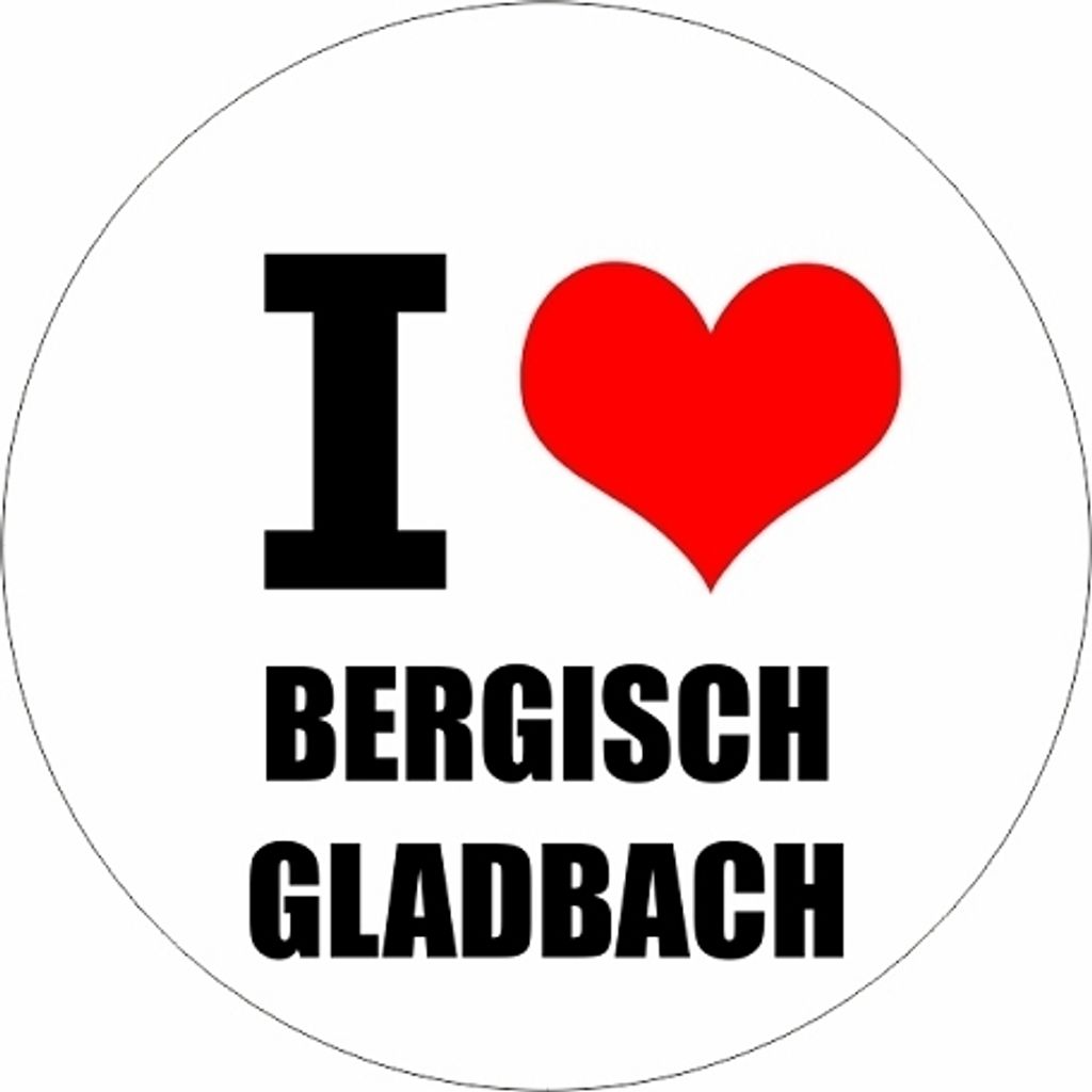 Kiwistar - Autoaufkleber - 8x8 cm - außen klebend - I love Bergisch Gladbach für Auto, Laptop, Fahrrad, LKW, Motorrad Aufkleber mehrfarbig JDM De...