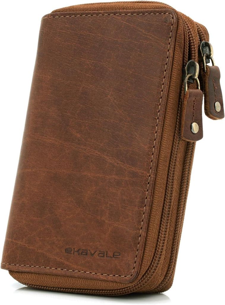 Hochwertige Damen Geldbörse aus echtem Leder mit RFID-Schutz, großes Portemonnaie mit Reißverschluss, vielen Kartenfächern, stilvoll & praktisch