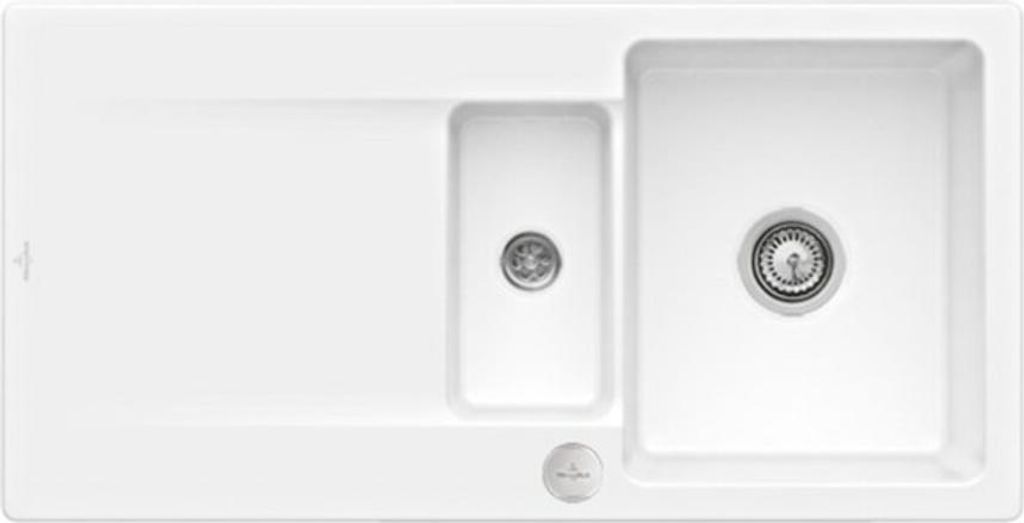 V&B bündige Spüle Siluet 60 R Flat m Abl.garn, Excenterbetätigung, weiß