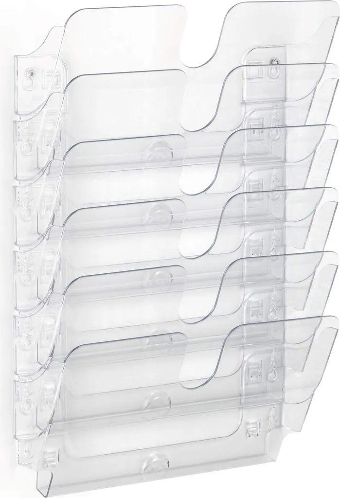 DURABLE Espositore da parete FLEXIPLUS 6 A4 orizzontale, 6 pezzi, Trasparente, 1700014401