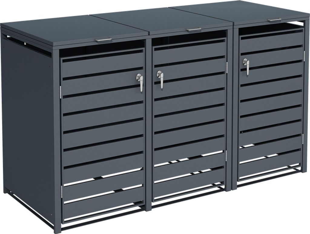 Mülltonnenbox Müllbox Mülltonnenverkleidung 3 Türen Box mit Produktbild 