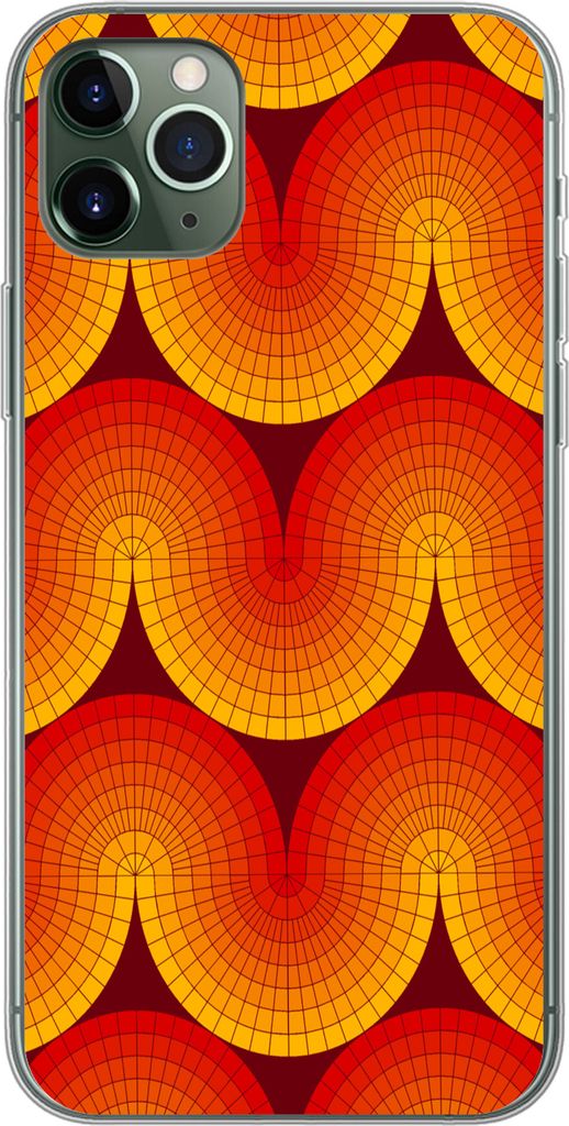 MuchoWow Handyhülle Schutzhülle Hülle für Telefoonhoesje iPhone 11 Pro Max Design - Retro - Rot - Abstrakt Silikon Softcase Handy Hülle - Sc...