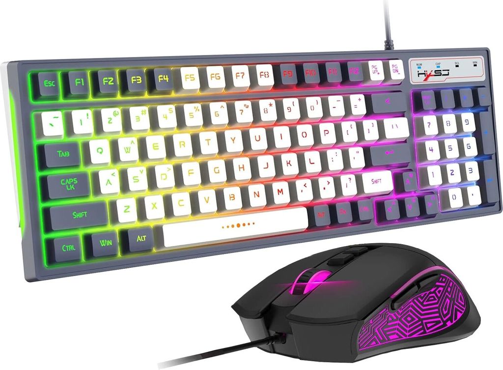 RGB-Gaming-Tastatur und -Maus, Kombination aus 96 Tasten, 26 Tasten, Anti-Ghosting, 8 Chroma-LED-Hintergrundbeleuchtung,mechanische Haptik, PC