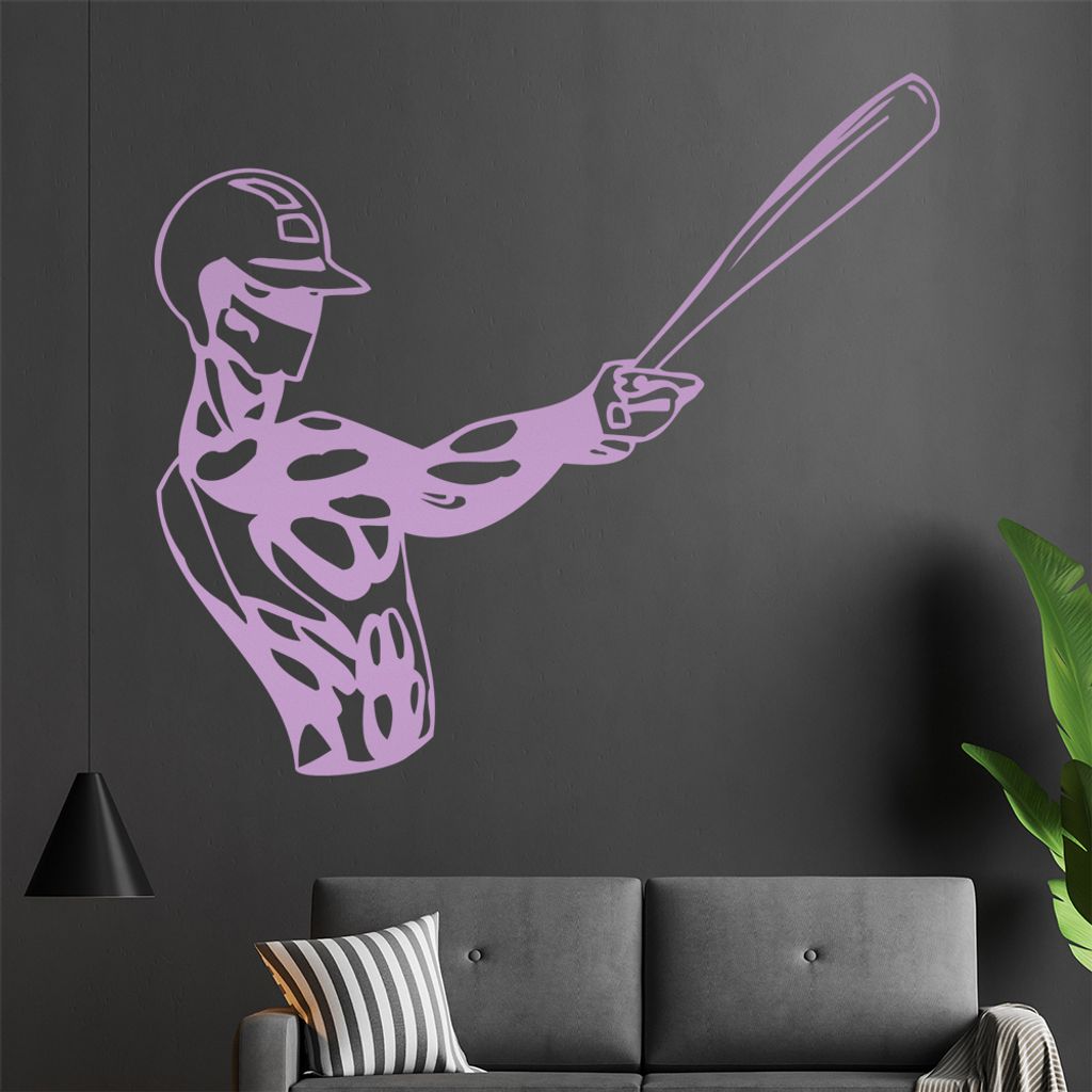 Baseball Spieler Wandtattoo in 6 Größen - Wandaufkleber Wall Sticker - Dekoration, Küche, Wohnzimmer, Schlafzimmer, Badezimmer