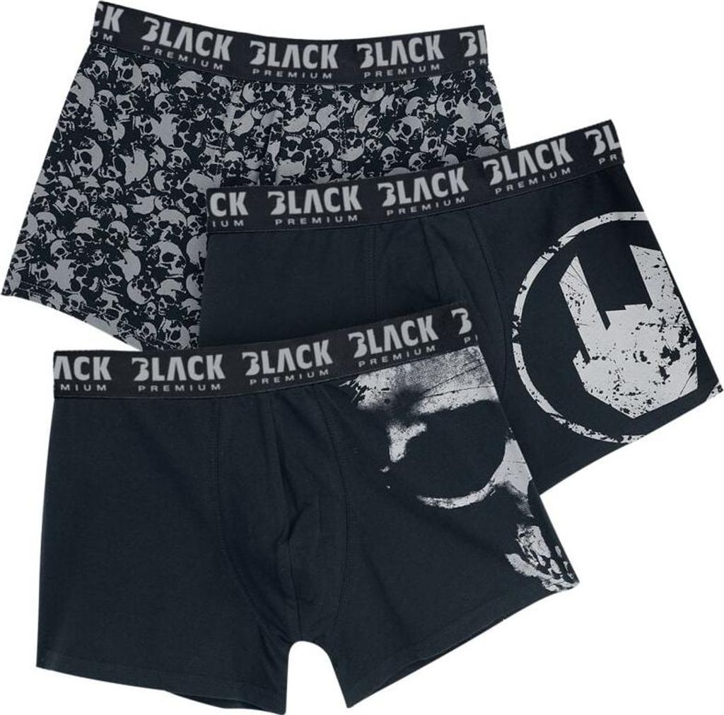 Black Premium by EMP Herren schwarz-graue Boxershorts im Dreierpack L