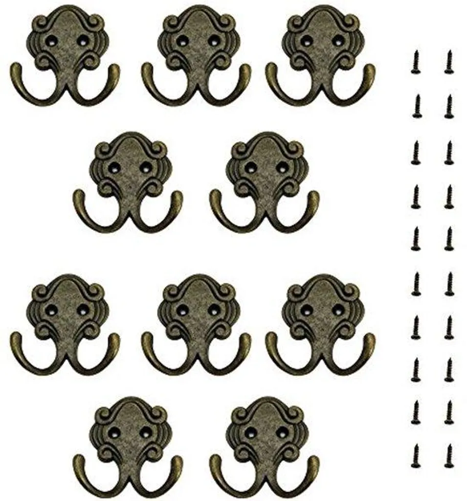 Lot de 10 crochets muraux rétro en alliage de zinc pour patère vintage