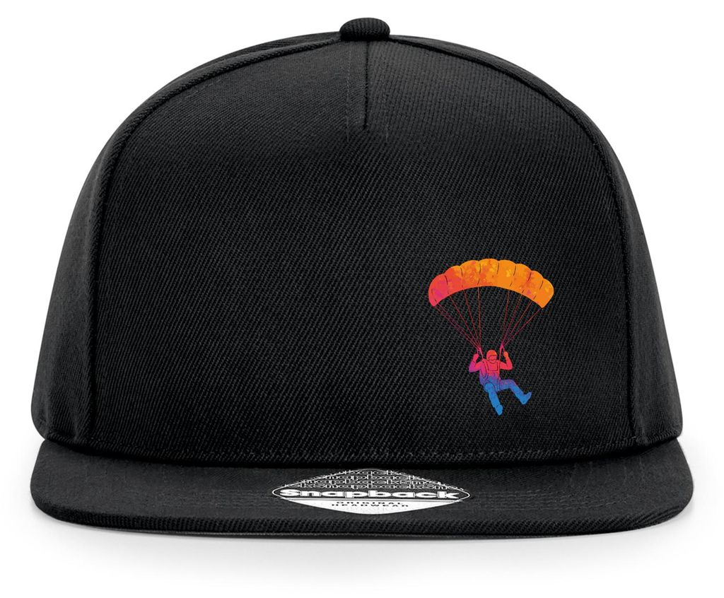 Huuraa Cappy Mütze Fallschirmspringen bunte Silhouette Black Polyester Snapback Kappe Geschenkidee
