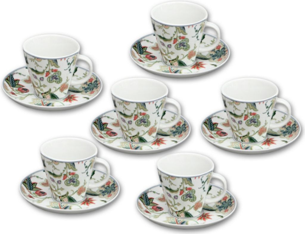 Espressotassen, Karlsbader Porzellan, Tom Garten, 6 Stück