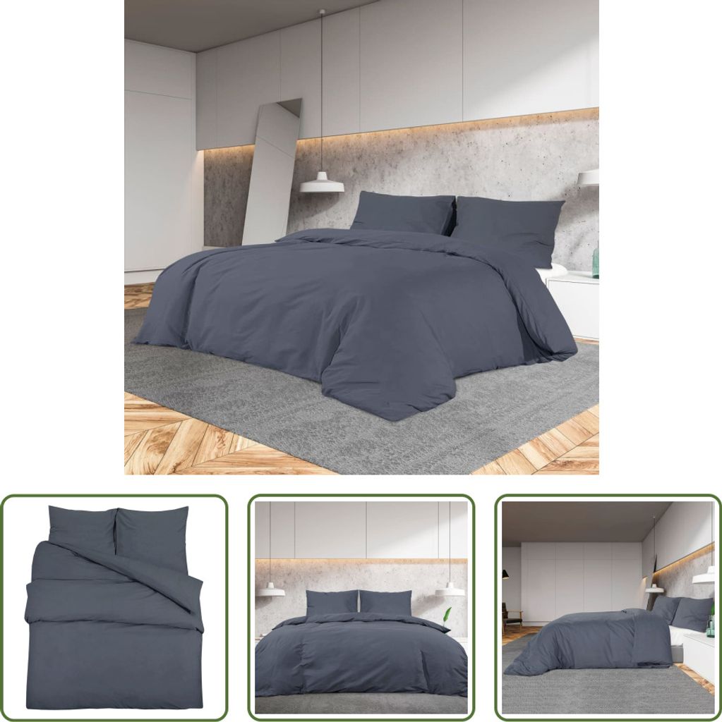 The Living Store Bettwäsche-Set Anthrazit 140x200 cm Leichte Mikrofaser
