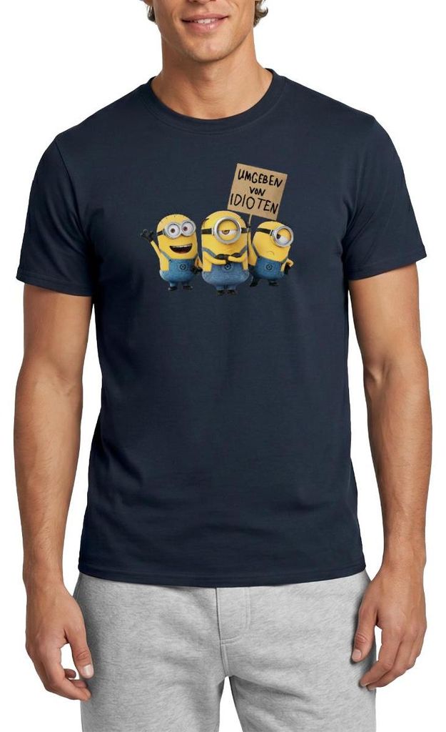 Spreadshirt Minions Umgeben Von Idioten Despicable Me Männer T-Shirt, S, Navy