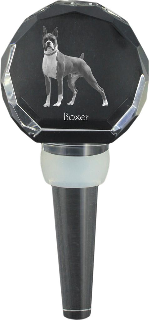 Boxer, Deutscher Boxer III - Kristallflaschenverschluss, einzigartiger Weinverschluss mit Foto, personalisiertes Geschenk für Sommelier der Marke ...