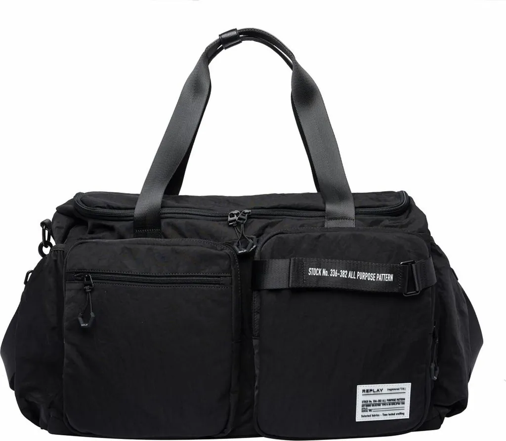 Sac de voyage Travel Bag Replay noir en toile robuste avec bandoulière