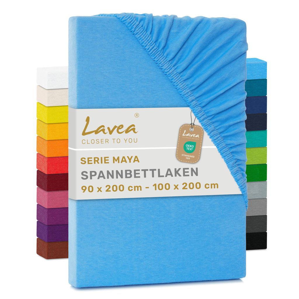 Lavea® Spannbettlaken 90x200cm - 100x200cm Maya Jersey, Produktbild 
