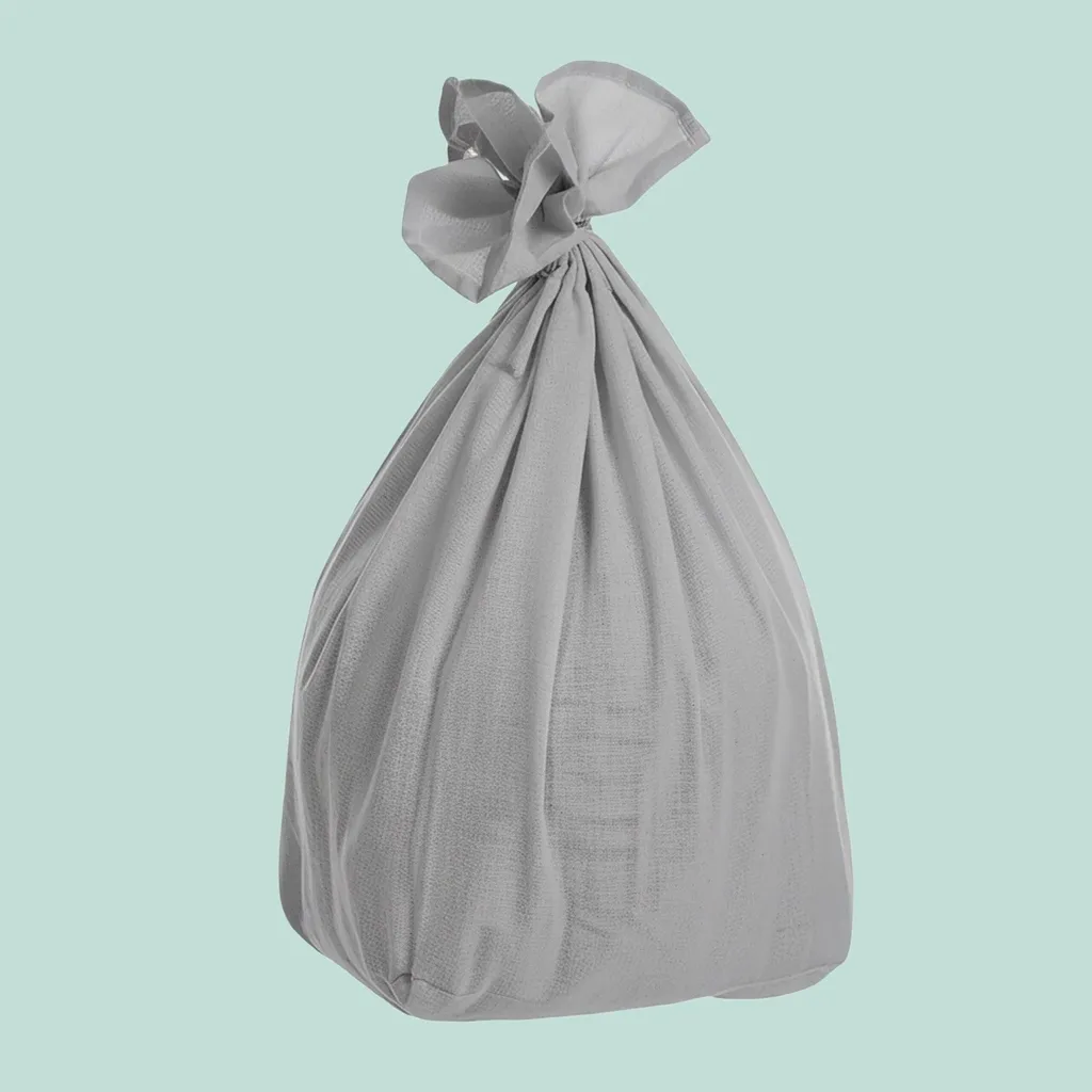 Panier à linge bambou 2 compartiments avec couvercle et sac de tri gris - 7