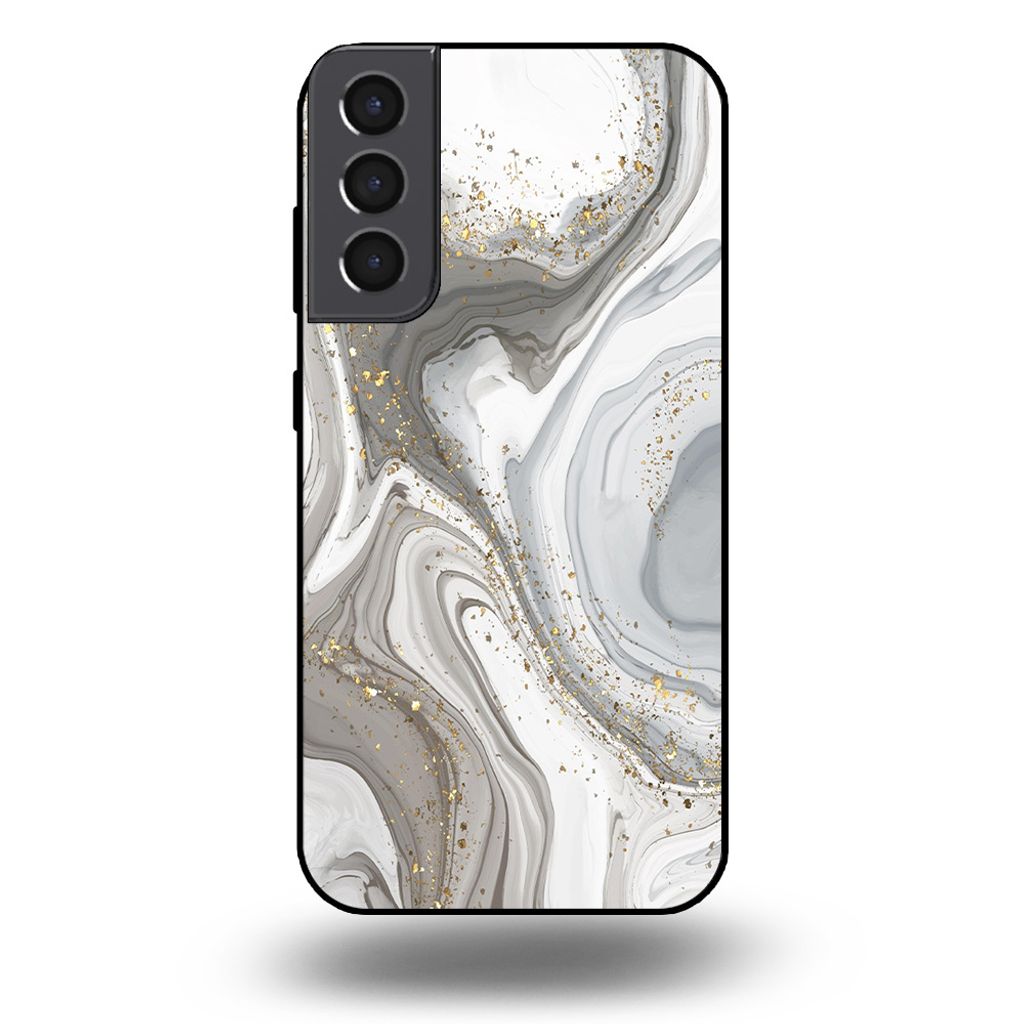 Smartphonica Handytasche passend für Samsung Galaxy S21 mit Marmordruck - TPU Rückseitenschutzhülle Marmordesign - Silber