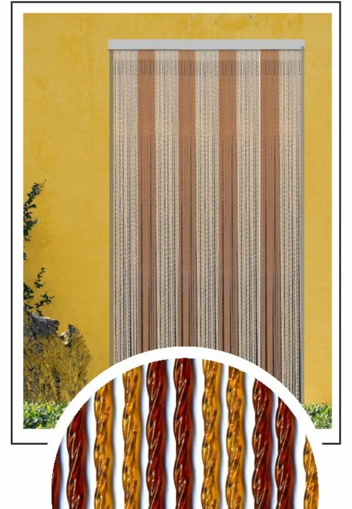Rideau Moustiquaire PVC 120x220 cm Bronze pour Porte et Fenêtre