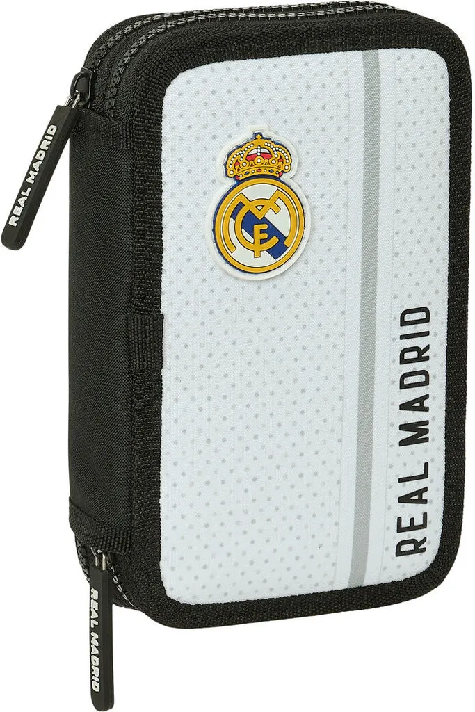 Petite sacoche double Real Madrid C.F. zippée pour fournitures et fans