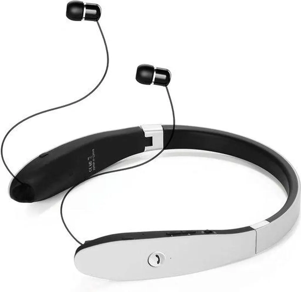 Casque Bluetooth 5.0 blanc pliable pour télétravail et sport sans fil