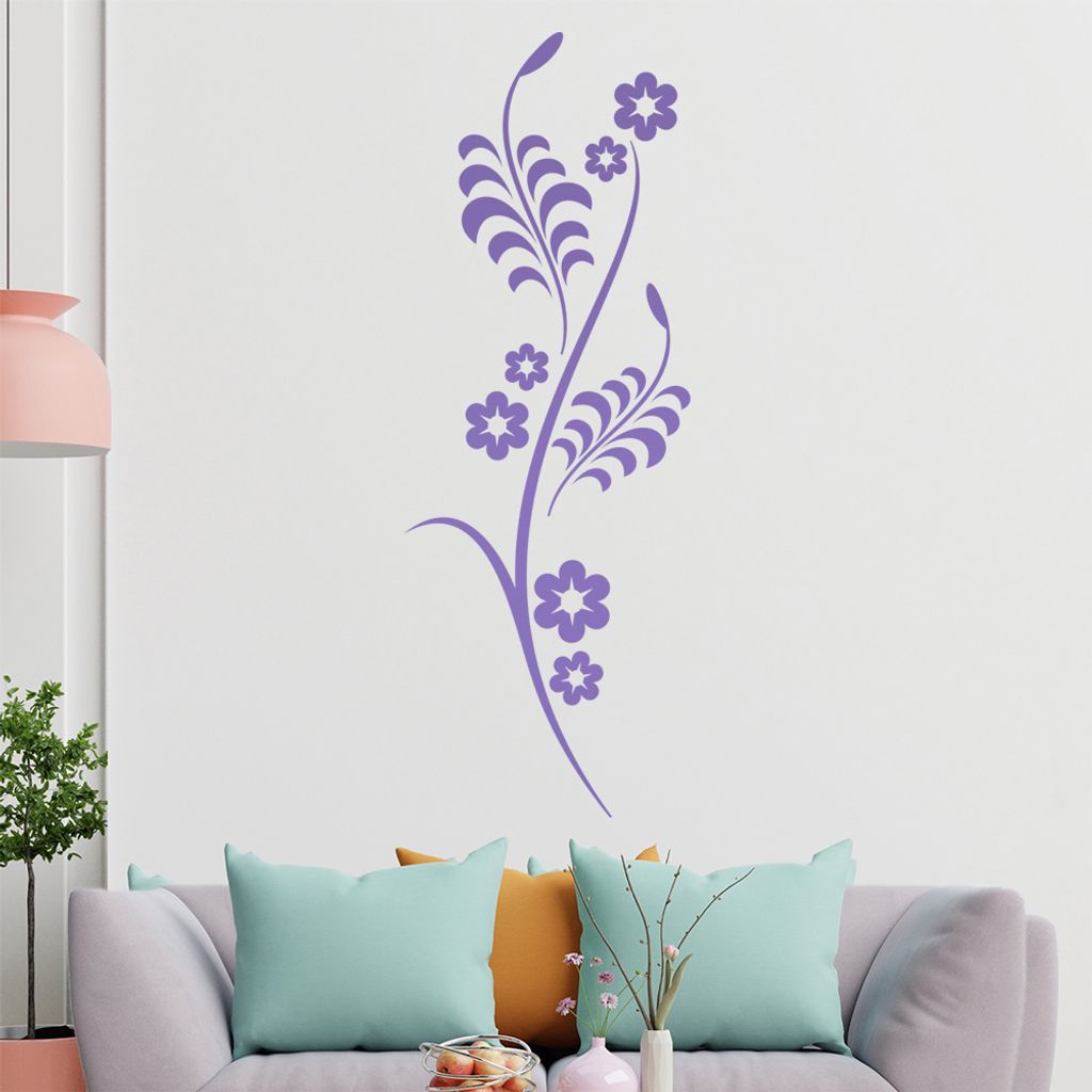 Sternen - Blüten - Pflanze Wandtattoo in 6 Größen - Wandaufkleber Wall Sticker - Dekoration, Küche, Wohnzimmer, Schlafzimmer, Badezimmer