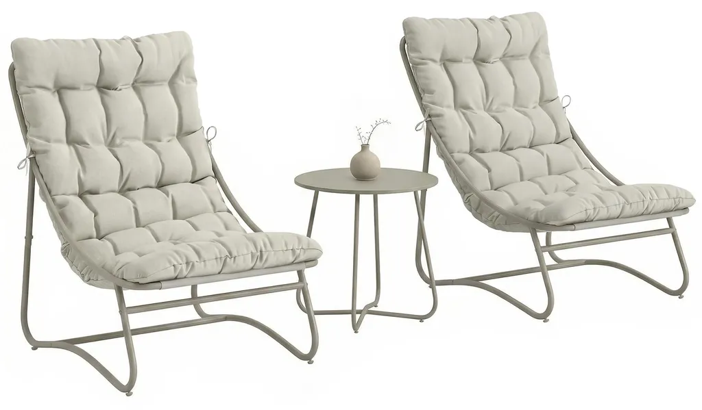 Aménagez votre terrasse : table et chaises de jardin métal et gris clair
